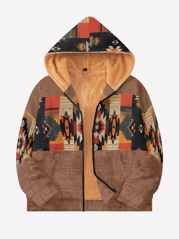 Fydude Men'S West Aztec Print Full Zip Jacket