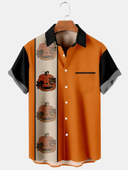 Fydude Men'S Halloween Pumpkin And Cat Printed Shirt