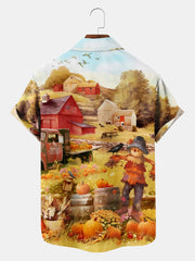 Fydude Men'S Thanksgiving Scarecrow Printed Shirt