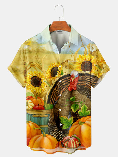 Fydude Men'S Thanksgiving Turkey Printed Shirt