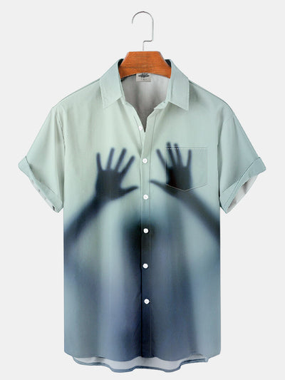 Fydude Men'S Halloween Shadow Printed Shirt