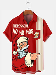 Fydude Men'S Merry Christmas Santa HO HO HO Printed Shirt