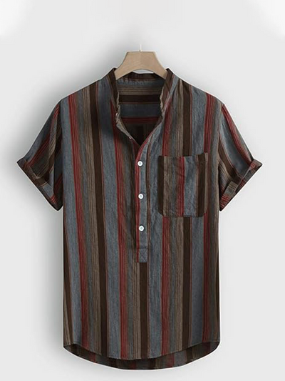 Men'S Retro Stripes Printed Shirt