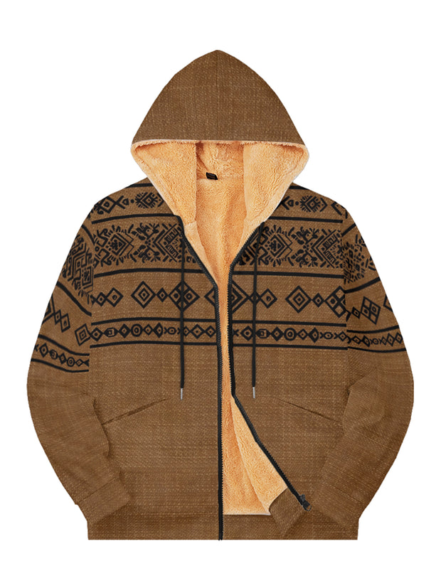 Fydude Men'S West Aztec Print Full Zip Jacket