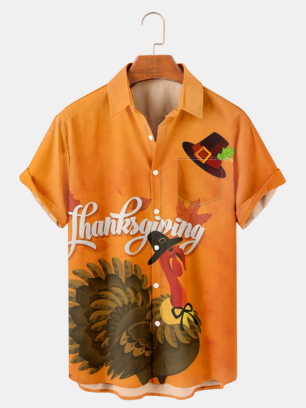 Fydude Men'S Thanksgiving Turkey Printed Shirt