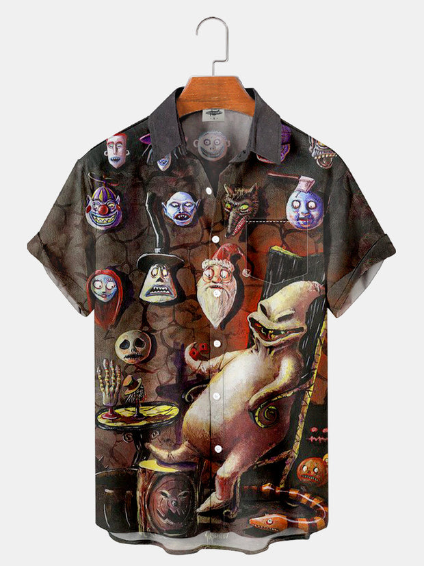 Fydude Men'S Ghost And Halloween Classic Character Masks Printed Shirt