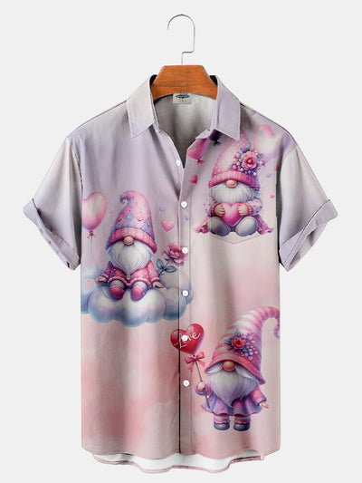 Retro Valentine's Day Gnome Printed Shirt