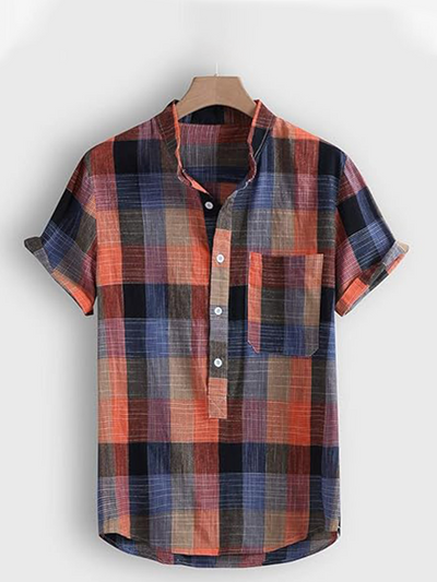 Men'S Vintage Plaid Printed Shirt