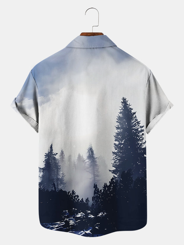 Fydude Men'S Retro Forest Printed Shirt