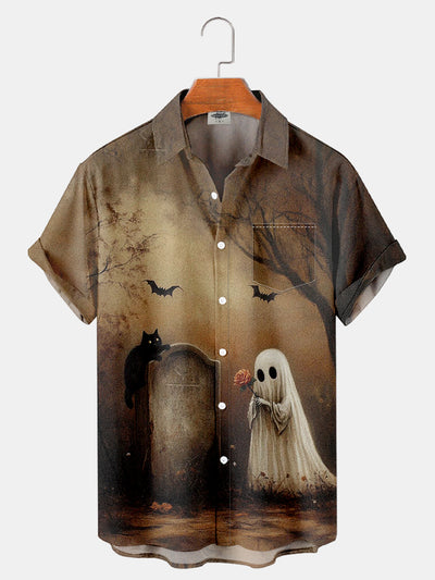 Fydude Men'S Halloween Ghost Printed Shirt