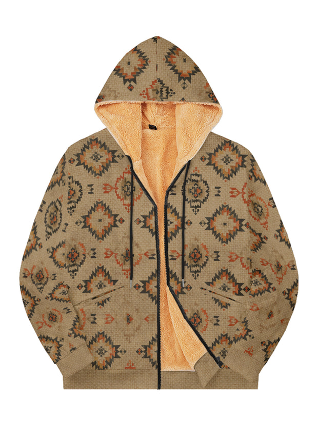 Fydude Men'S West Aztec Print Full Zip Jacket