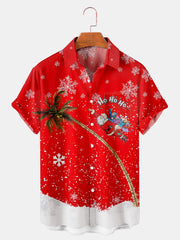 Fydude Men's Christmas Printed Short Sleeve Shirt