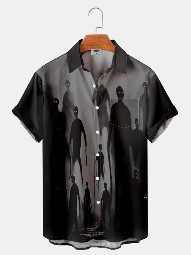 Fydude Men'S Halloween Shadow Printed Shirt