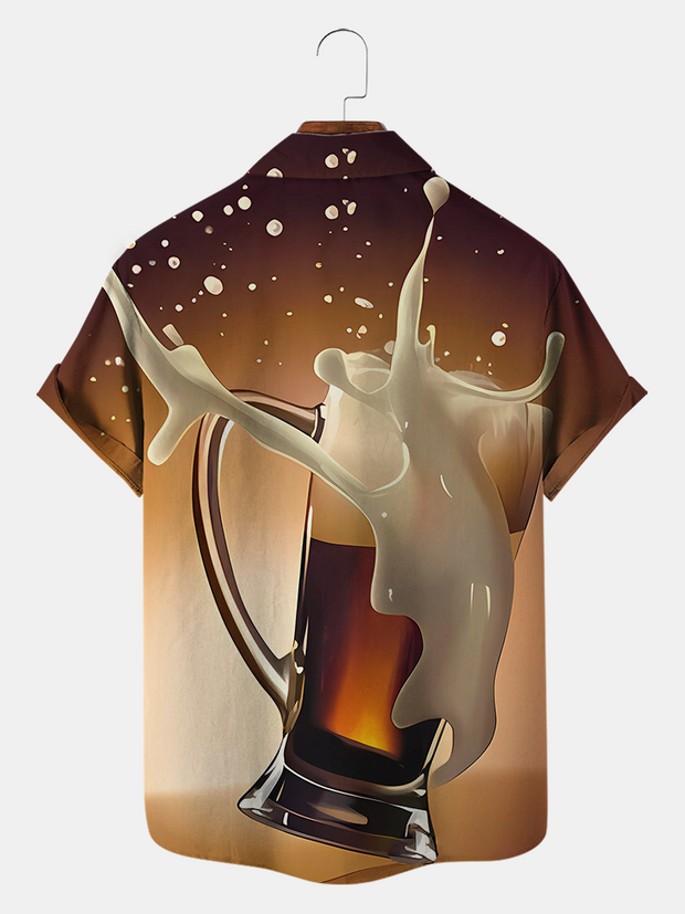 Men'S Retro Beer Printed Shirt