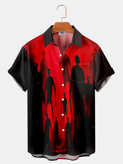 Fydude Men'S Halloween Shadow Printed Shirt