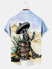 Fydude Men'S Halloween West Skull Cowboy Printed Shirt