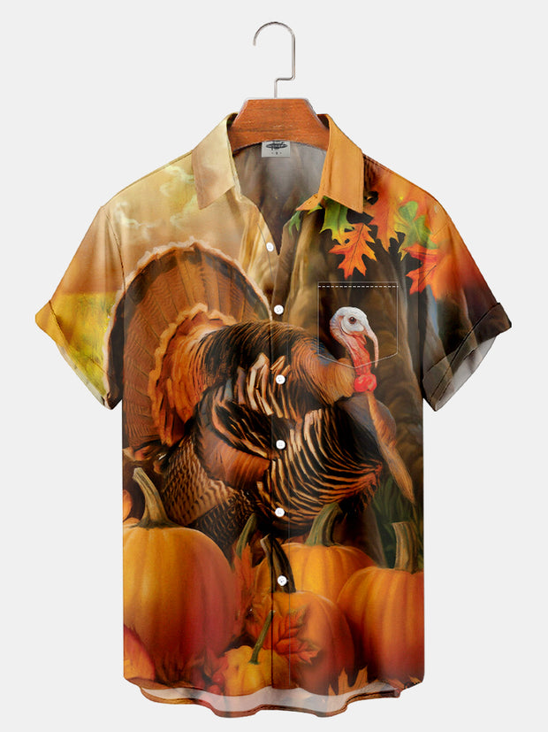 Fydude Men'S Thanksgiving Turkey Printed Shirt