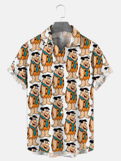 Men's Fred Flintstone Cartoon Casual Print Shirt