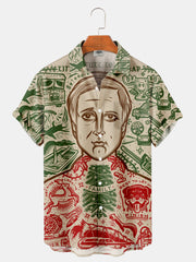 Fydude Men'S Christmas Vintage Poster Printed Shirt