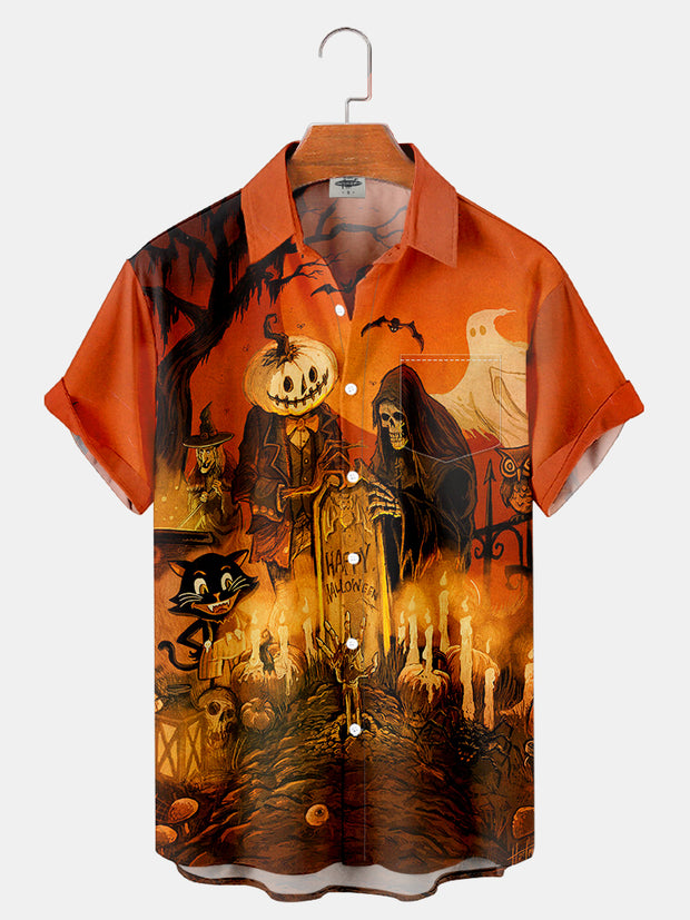 Fydude Men'S Halloween Party Printed Shirt