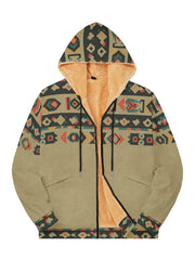 Fydude Men'S West Aztec Print Full Zip Jacket