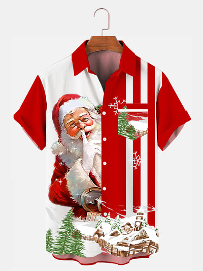 Fydude Men'S Christmas Santa Printed Shirt