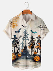 Fydude Men'S Halloween Skeleton Band Printed Shirt