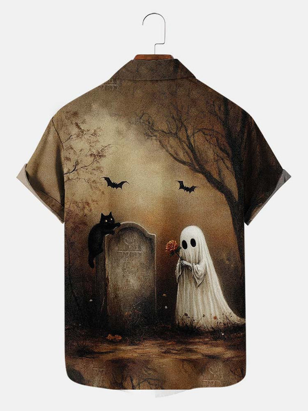 Fydude Men'S Halloween Ghost Printed Shirt