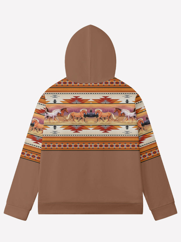 Men'S West Aztec Horse Print Full Zip Jacket