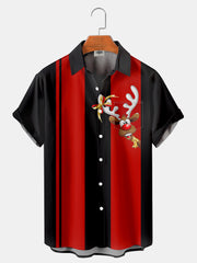 Fydude Men'S Christmas Moose Printed Shirt