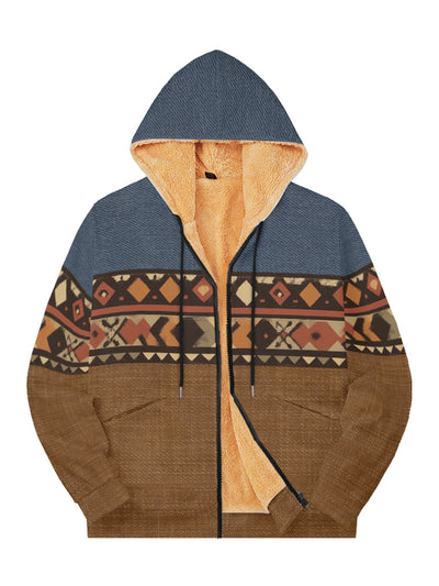 Fydude Men'S West Aztec Print Full Zip Jacket