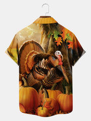 Fydude Men'S Thanksgiving Turkey Printed Shirt