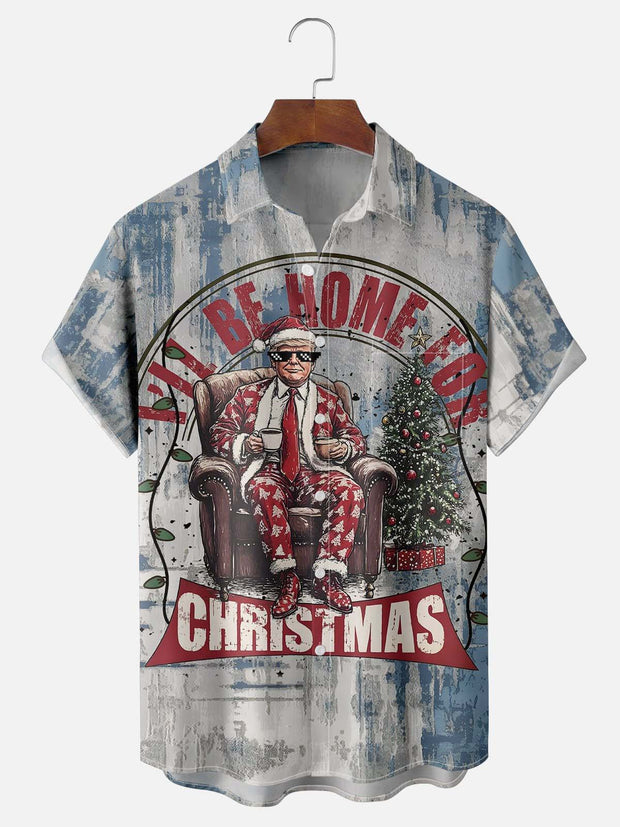 Men'S Funny Trump Christmas I'll Be Home For Christmas Printed Shirt