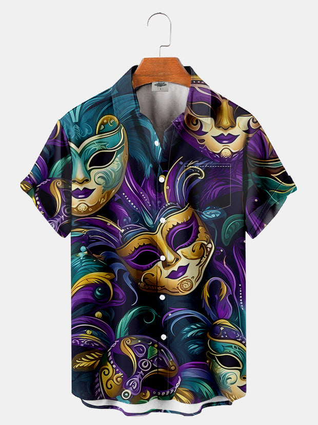 Mardi Gras Mask Printed Shirt