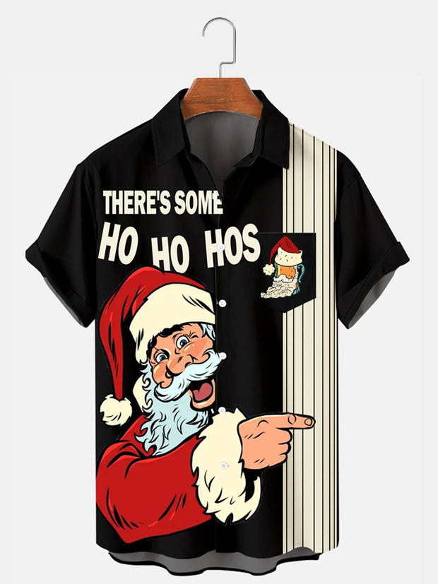 Fydude Men'S Merry Christmas Santa HO HO HO Printed Shirt