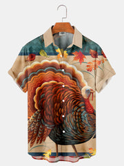 Fydude Men'S Thanksgiving Turkey Thanksful And Blessed Printed Shirt