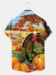 Men'S Thanksgiving Turkey Printed Shirt