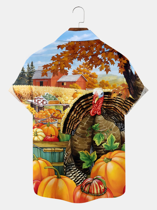 Men'S Thanksgiving Turkey Printed Shirt