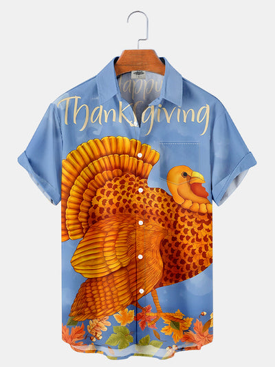 Fydude Men'S Thanksgiving Turkey Printed Shirt