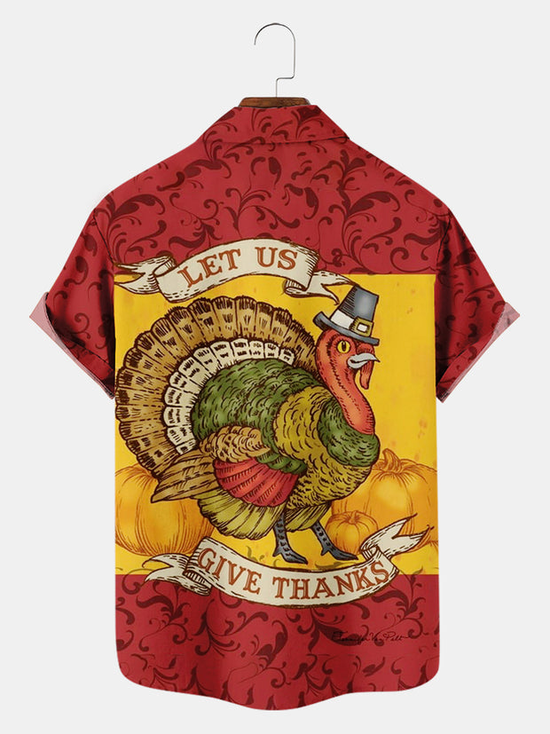 Fydude Men'S Thanksgiving Turkey Printed Shirt