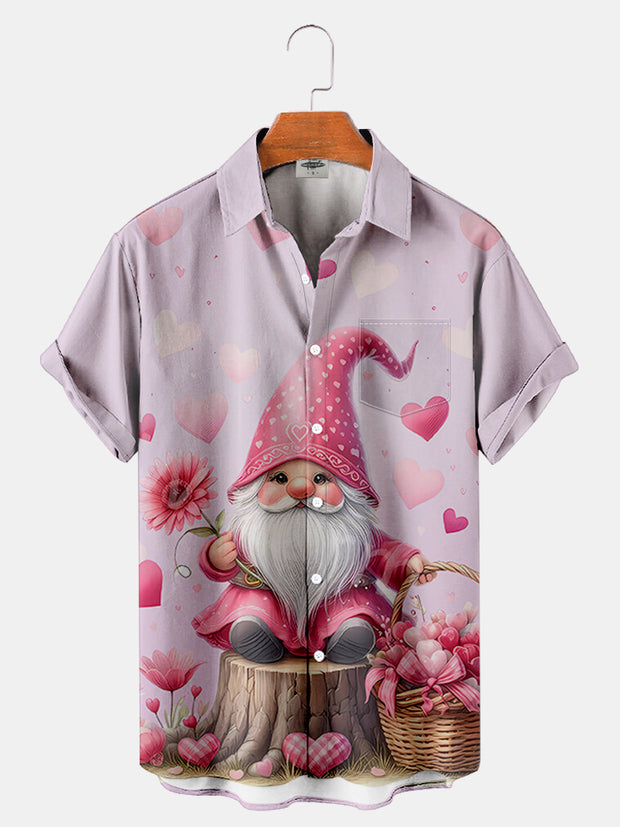 Retro Valentine's Day Gnome Printed Shirt