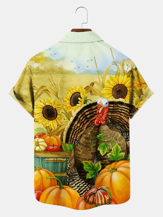 Fydude Men'S Thanksgiving Turkey Printed Shirt