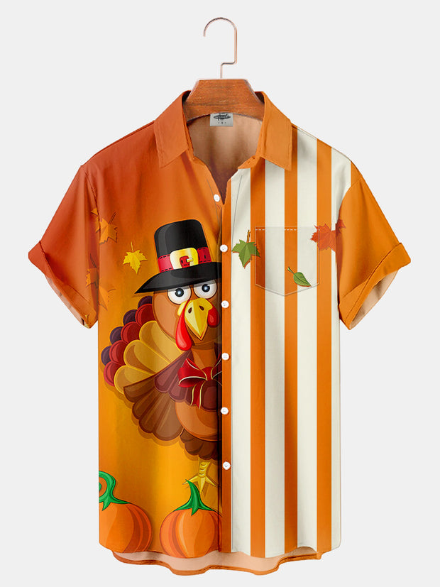 Fydude Men'S Thanksgiving Turkey Printed Shirt