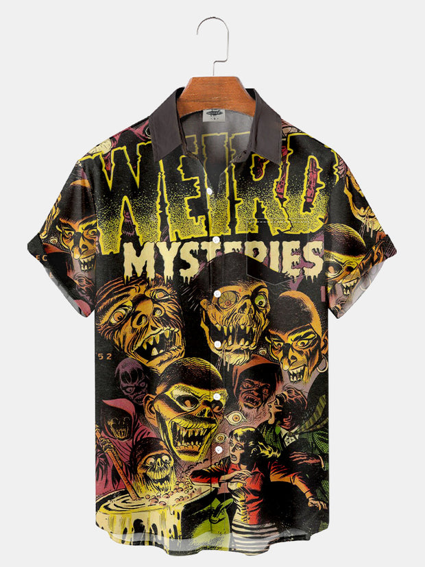 Fydude Men'S Happy Halloween Monster Comic Printed Shirt