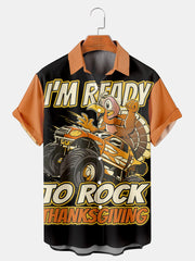 Fydude Men'S Thanksgiving Turkey I'M READY TO ROCK THANKSGIVING Printed Shirt