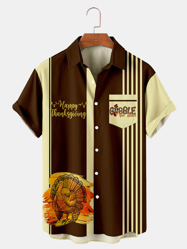 Fydude Men'S Thanksgiving Turkey Printed Shirt