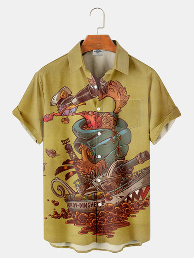 Fydude Men'S Thanksgiving Turkey Printed Shirt