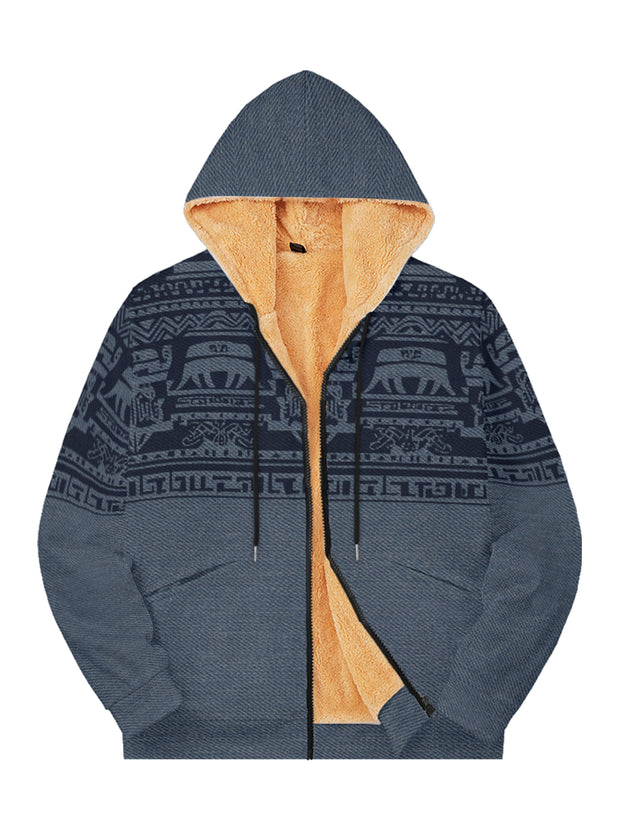 Fydude Men'S West Aztec Print Full Zip Jacket