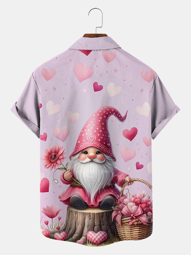 Retro Valentine's Day Gnome Printed Shirt