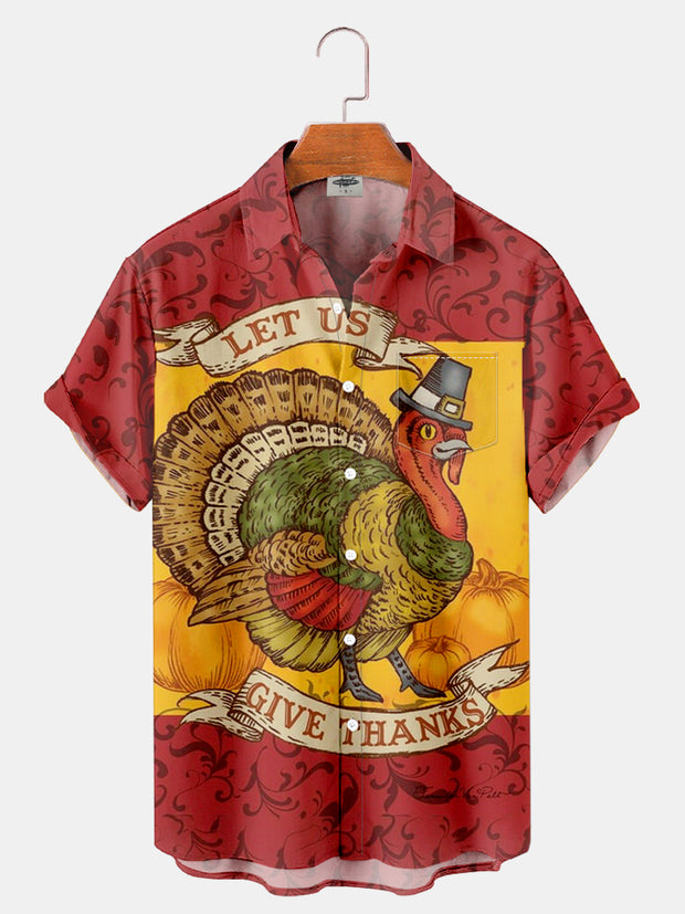 Fydude Men'S Thanksgiving Turkey Printed Shirt